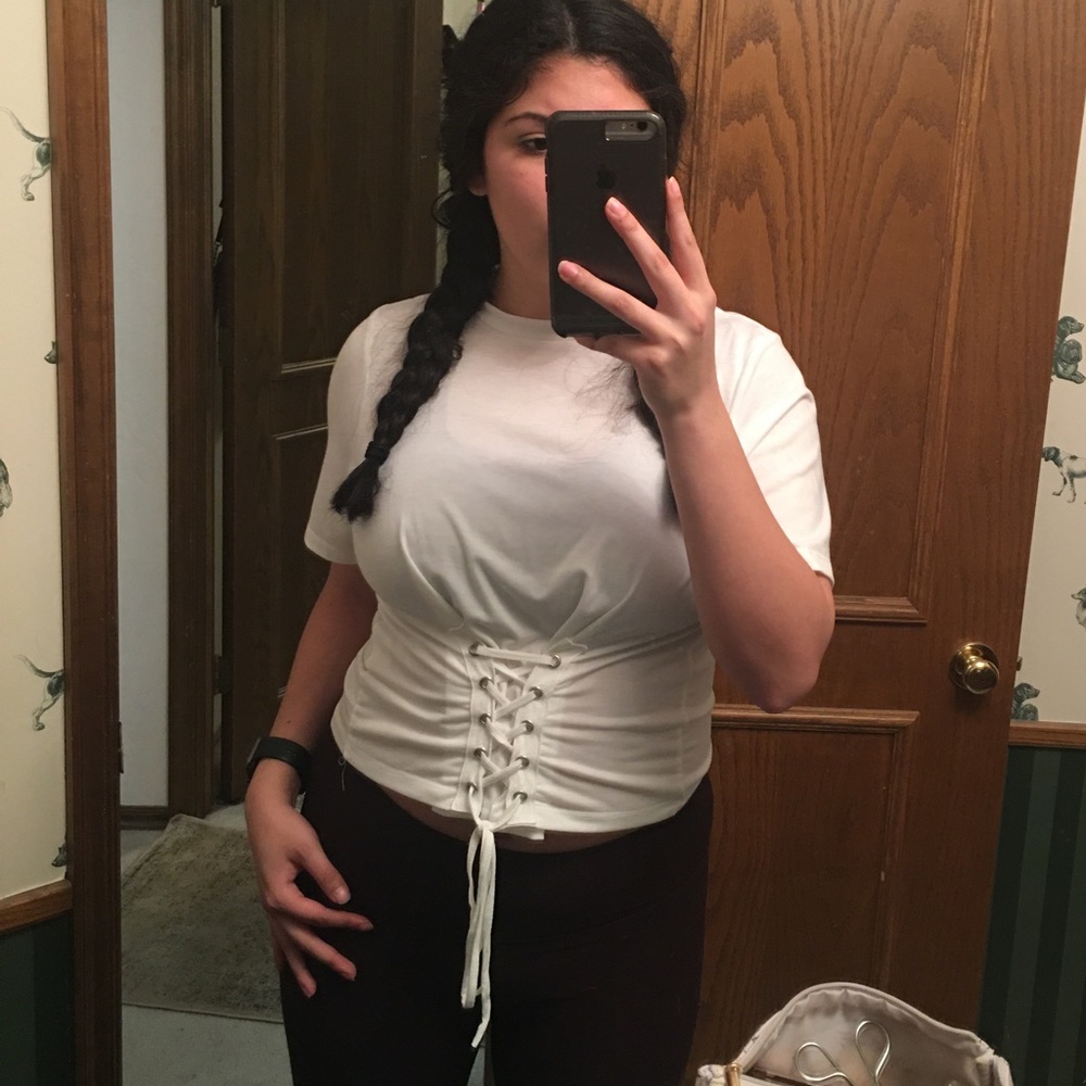 Corset Style White Top